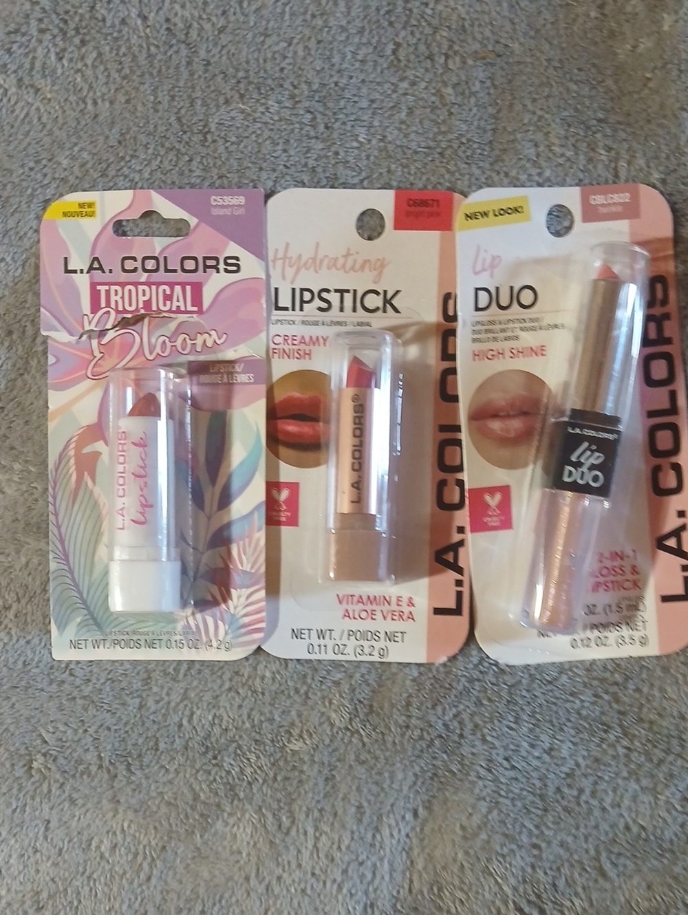 NWT 3 L.A. COLORS Lipstick & Lip Duo Bundle — Pink and Nude Shades